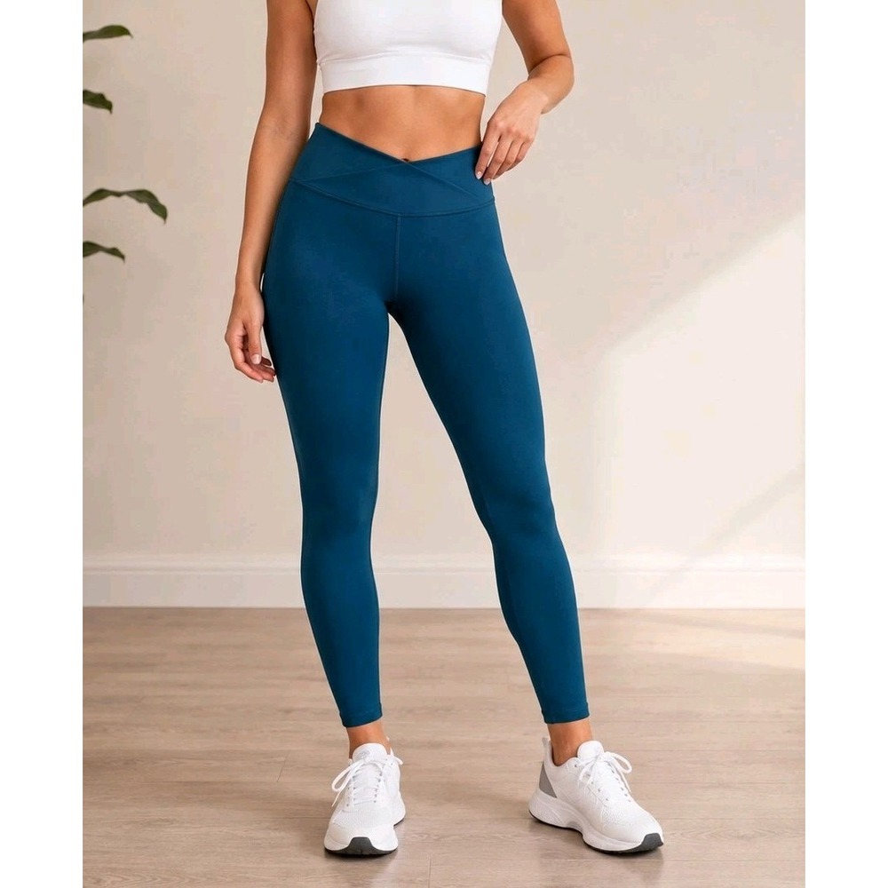CRZ YOGA Butterluxe Crossover High Rise Teal Blue Leggings Women XL 14